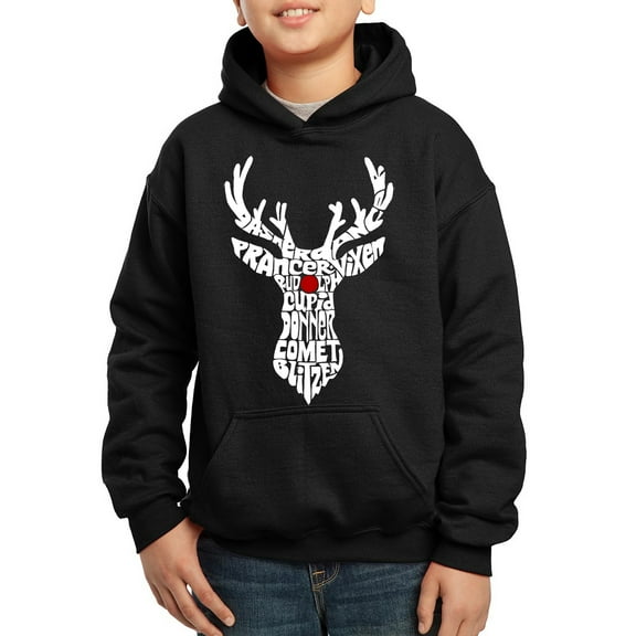 Boy's Word Art Hooded Sweatshirt - Santa's Reindeer