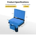 thumbnail image 6 of 2-Pack Stadium Seats with Back Support and Cushion, Portable Bleacher Chair with Cup Holder and Shoulder Strap, Blue, 6 of 8