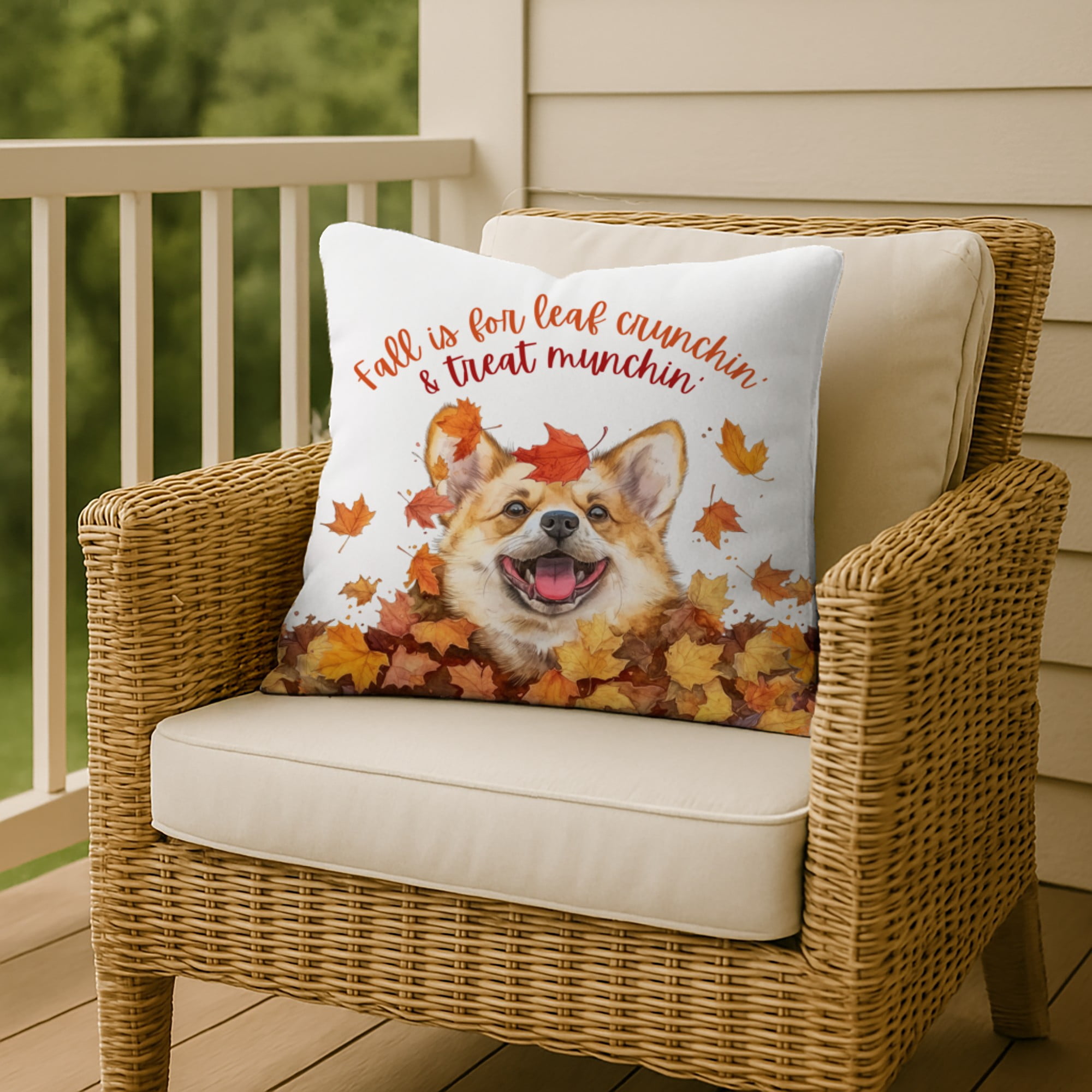 Creative Products Fall Corgi 18 x 18 Indoor / Outdoor Pillow