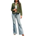 thumbnail image 2 of INSPIRE CHIC Faux Suede Fringe Jacket for Women's Button Down Long Sleeve Western Vintage Jackets S Army Green, 2 of 5
