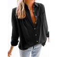 thumbnail image 2 of Blouses en Chiffon Col en V pour Femmes Manches Ballon Décontractées, 2 of 3