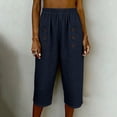 thumbnail image 7 of Noric Women's Cotton High Waist Casual Capri Pants with Button Pocket Elastic Waist Relaxed Fit Solid Yoga Runing Trousers, 7 of 7