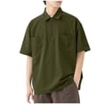 thumbnail image 3 of RongHuan Men's Big and Tall Shirt Summer Quarter Zip T-Shirt Loose Fit Solid Color Tshirt Short Sleeve Tops with Pockets, 3 of 6