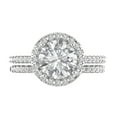 thumbnail image 2 of 2.56 ct Brilliant Round Cut Zircon 14k White Gold Halo Solitaire with Accents Engagement Bridal Wedding Ring Band Set size 6.75, 2 of 7