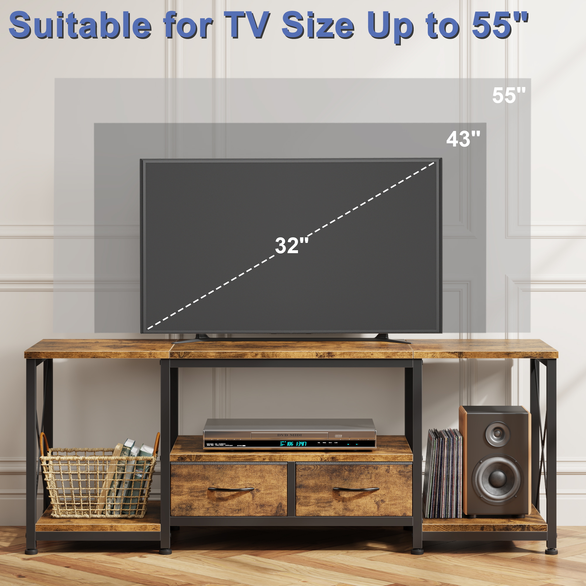 Higdbfe Industrial TV Stand for TVs up to 55 Inches photo 7