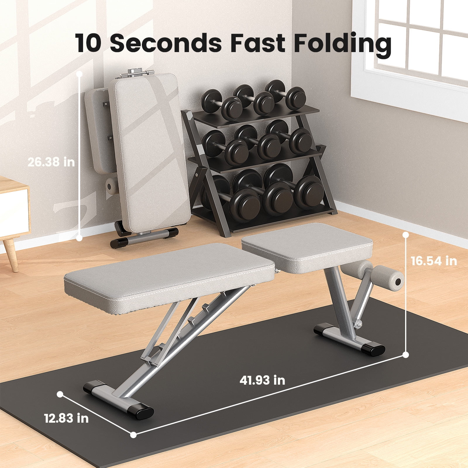 ATHSPO Foldable Weight Bench for Home Gym,Adjustable Workout Benches for Full Body Strength Training,Dumbbell Exercise,Fast Folding Sit up Bench