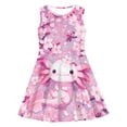 thumbnail image 3 of Bobifish Big Girls Dress Round Neck Sleeveless Skater Dress A-Line Waist Axolotl Cherry Blossom Printed Sundress, 3 of 5