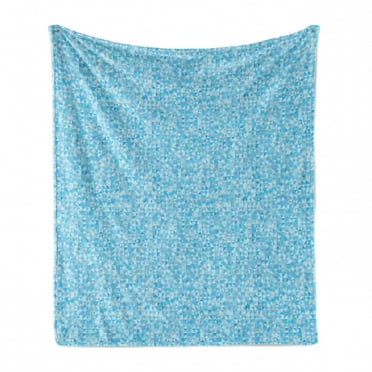 Mosaic Soft Flannel Fleece Throw Blanket, Monochromatic Minimal Triangles Repetition, Cozy Plush for Indoor and Outdoor Use, 60" x 80", Aqua Ceil Blue, by Ambesonne