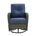 thumbnail image 6 of PARKWELL 3-Piece Outdoor Swivel Gliders with Thick Cushions and Side Table,Rattan Wicker Bistro Furniture Set,Brown Wicker,Blue Cushion, 6 of 14