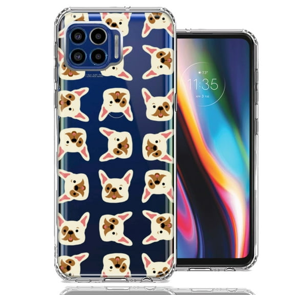 MUNDAZE For Motorola One 5G Frenchie Bulldog Polkadots Design Double Layer Phone Case Cover