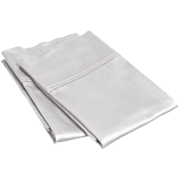 Cotton-Blend Solid 200-Thread Count 2- Piece Pillowcase Set - King, Light Grey