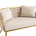 thumbnail image 5 of HOMEFUN Velvet Accent Chair Modern Upholstered Armsofa Tufted Sofa with Metal Frame, Single Leisure sofa for Living Room Bedroom Office Balcony, 5 of 6