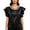 Black, variant on ATOYSOY Ladies Beaded Crew Neck Flowing Sleeve Satin Tops Gloss Elegant Blouses Breathable Comfy Feel Oversized Cut Versatile Garment For Dinner Vacation Working Daily Wear