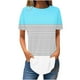 thumbnail image 2 of Fiudx Ofertas Relámpago Blusa de Manga Corta Vendida a La Moda para Mujer, Blusas Informales con Cuello Redondo, 2 of 3