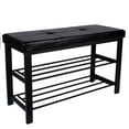 thumbnail image 4 of Simplify 2 Tier Faux Leather Entryway Bench with 8 Pair Shoe Storage in Black, 4 of 9