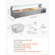 VEVOR 60QT Commercial Food Warmer, 5-Pan Electric Steam Table with Glass Cover, 1500W Countertop Stainless Steel Buffet Bain Marie with 86-185°F Temp Control for Catering,Buffet, Parties,Restaurants