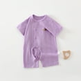 thumbnail image 3 of Gelikeya Bamboo Toddler Baby Pajamas Baby Boys Girls Clothes Unisex Summer Printed Short Sleeve Jumpsuit Bodysuit (Purple, 7-12 Months), 3 of 3