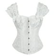 thumbnail image 3 of VISALY Corset Tops for Women Overbust Bustier Corset Boby Shapers European and American Gothic Short Sleeved Shoulder Strap Jacquard Women's Shaping Garment White S, 3 of 8