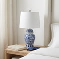 thumbnail image 2 of Traditional Floral Ceramic Base Table Lamp for Home Decor - Chinoserie Display for Bedroom and Living Room Styling - Decorative Bedside Lamp for Nightstand and Desk Accent - 25", Blue & White, 2 of 10