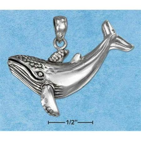 Sterling Silver Three Dimensional Humpback Whale Pendant