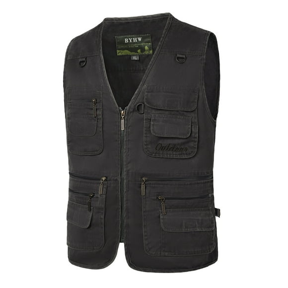 Mens Outdoor Vest Leisure Jacket Lightweight Vest With Zip Many Pockets