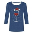 thumbnail image 4 of Women's Christmas 3/4 Sleeve Tops Tshirts Ladies Casual Print Crewneck Santa Xmas Tees Blouses, 4 of 5