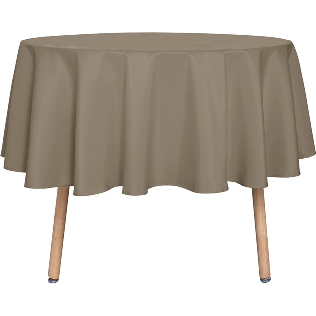 LAICAIW Round Tablecloth-48 Inch-Water Resistant Spill Proof Washable Polyester Table Cloth Decorative Fabric Table Cover for Dining Table, Buffet Parties and Camping, Taupe