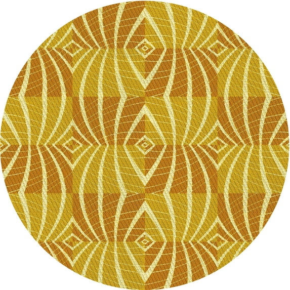 Ahgly Company Machine Washable Indoor Round Transitional Neon Orange Area Rugs, 6' Round