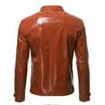 thumbnail image 2 of Men's Fashionable Stand Collar Jacket Slim Fit Zip Short Leather Jacket, 2 of 5