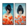 thumbnail image 2 of Designart "Young Woman Amidst a Field of Red Poppies I" Woman Floral Framed Wall Art Set Of 2 - Glam Red Frame Gallery Set For Office Decor, 2 of 6