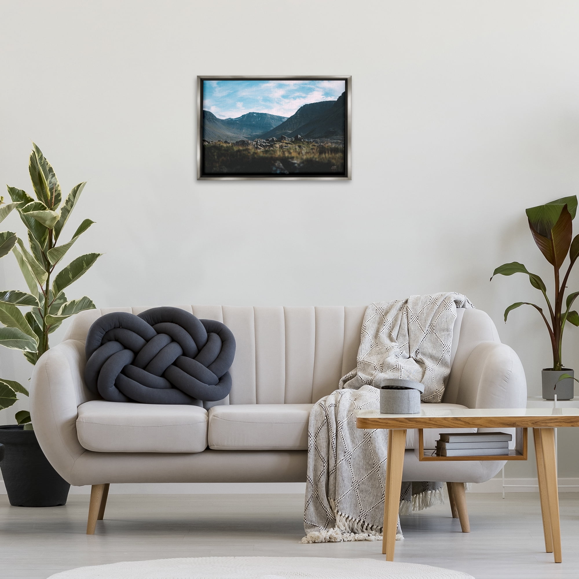 Stupell Industries Iceland Hike Landscape Landscape & Nature Photography Gray Floater Framed Canvas Art Print Wall Art, 25 x 17