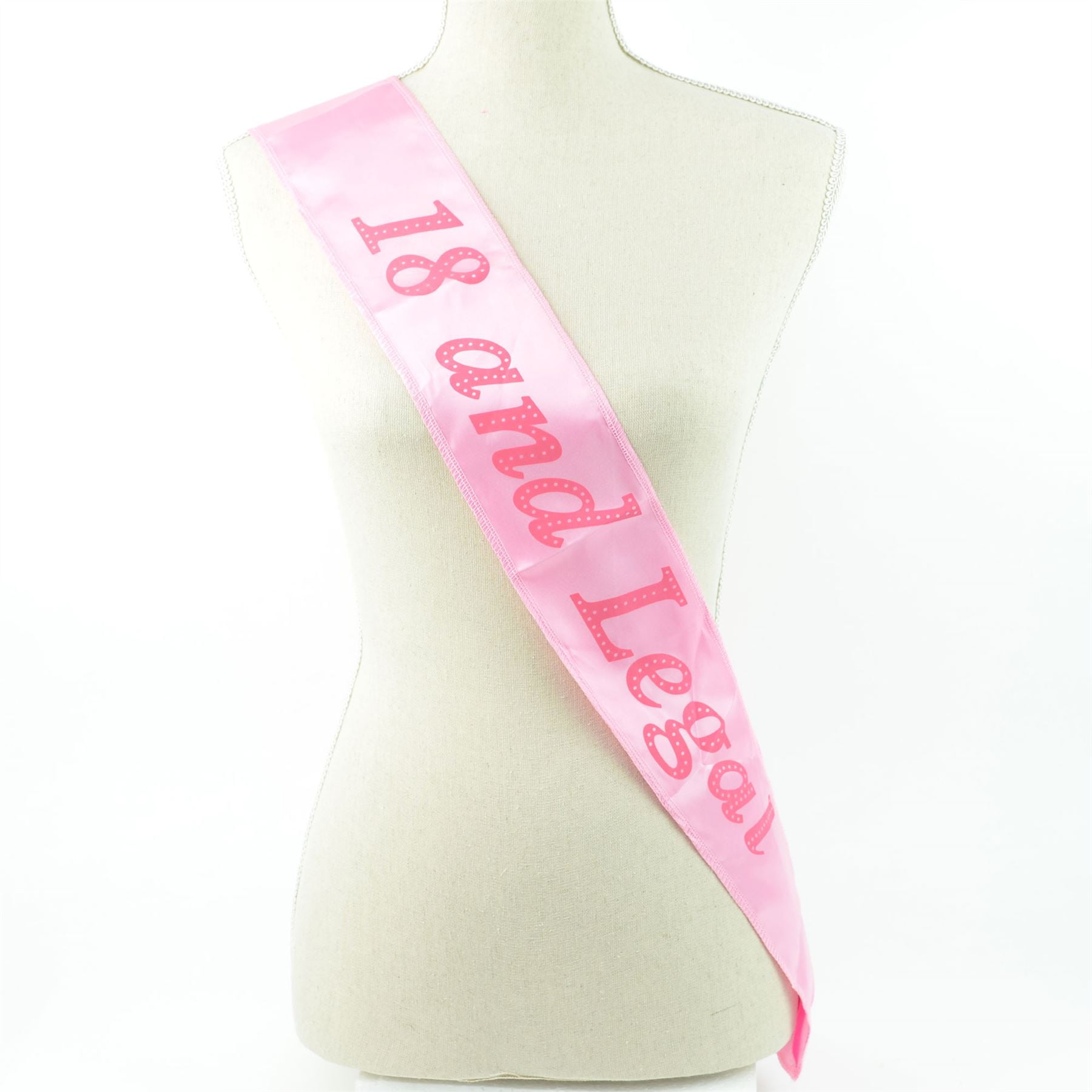 18th Birthday Sash 18 And Legal Pink & Black Satin Gifts Decorations Banner 
