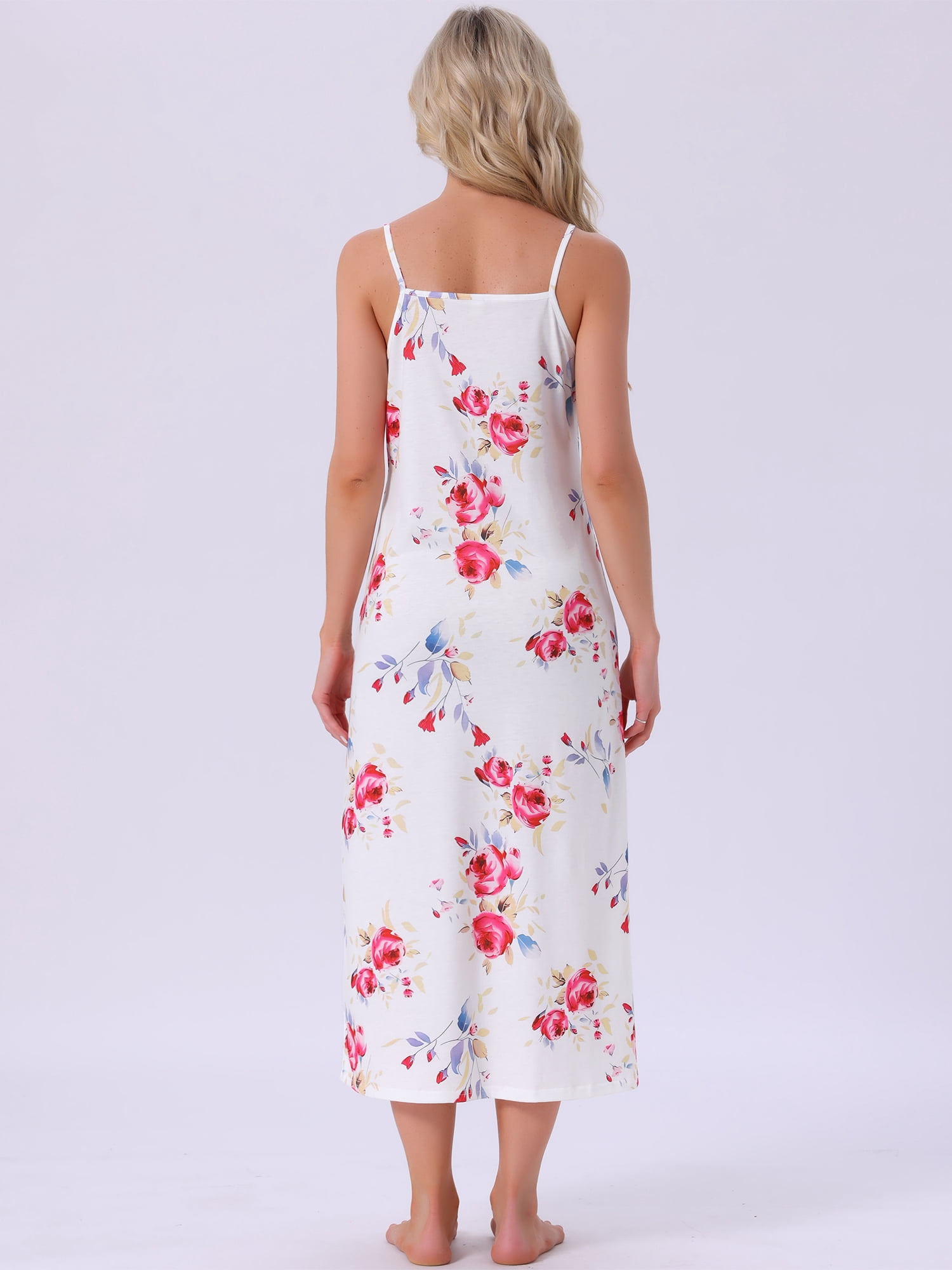 DARING DIVA Women's Spaghetti Strap Full Slip Midi Under Dress 2XL White Rose