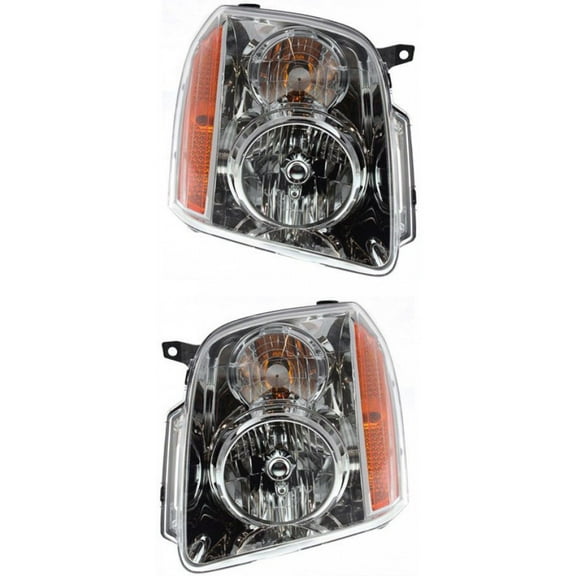 For 2007-2014 GMC Yukon Headlight Driver and Passenger Side CAPA Certified Bulbs Included GM2502265 GM2503265 | 15861025, 15861026 ;Yukon XL
