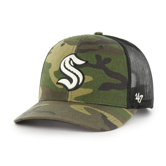 Men's '47 Camo/Black Seattle Kraken Trucker Snapback Hat