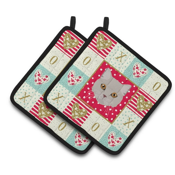 Carolines Treasures CK5094PTHD Brazilian Semi Longhair Cat Love Pair of Pot Holders, 7.5HX7.5W, multicolor