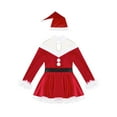 thumbnail image 3 of inhzoy Kids Girls Figure Skating Dance Dress Leotard Miss Santa Claus Dress-Up Red-A 14, 3 of 7