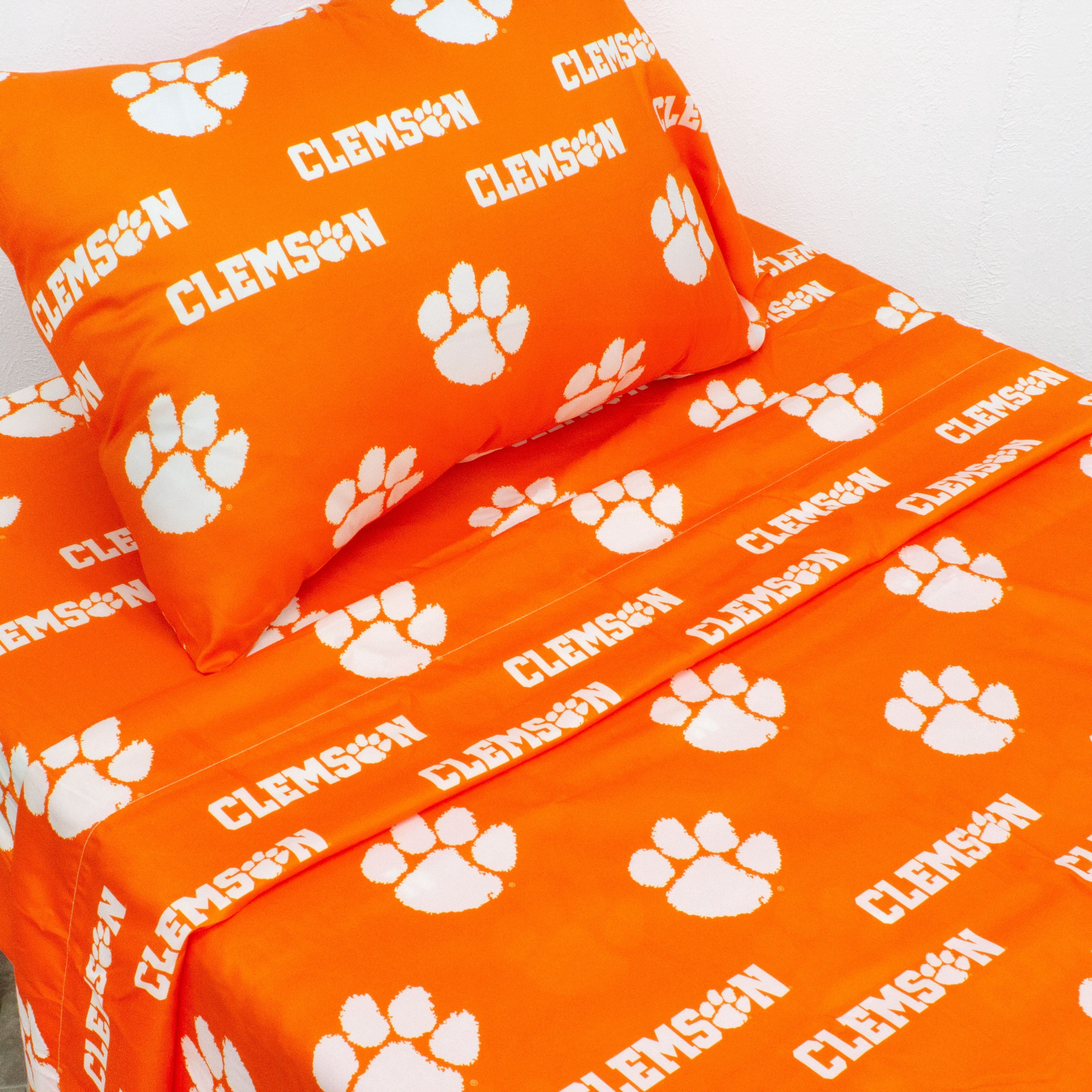 Clemson Tigers Sheet Set Choose From Sizes and Colors Orange Cotton King 299 and Below