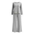 thumbnail image 6 of Byworldtasic Womens Plus Size Lounge Set 2 Piece Outfits Sweatsuits Tracksuit Long Sleeve Baggy Wide Leg Pant Sets, 6 of 7