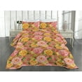 thumbnail image 2 of Ambesonne Rose Pattern Quilted Coverlet 3 Pcs, Flowers Nature Print, Queen Size, Pale Pink Mustard, 2 of 4