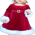 thumbnail image 3 of Chaud Princesse Enfants Bébé Filles Robe de Fourrure de Velours Robes de Soirée à Manches Longues Rouge, 3 of 6