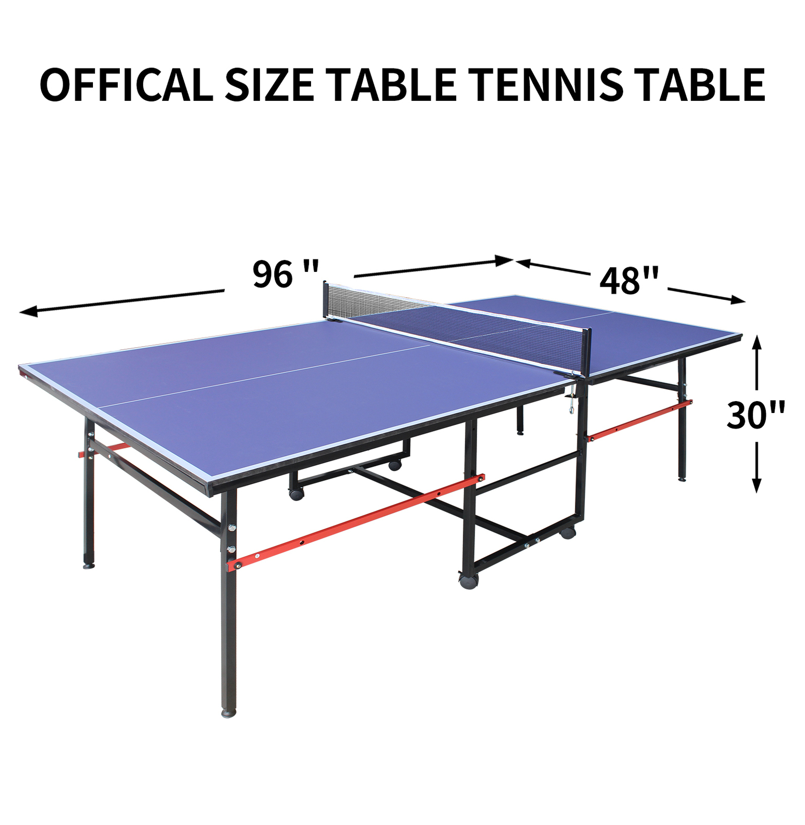8ft Mid-Size Table Tennis Table Foldable & Portable Ping Pong Table Set for Indoor Games with Net, 2 Table Tennis Paddles and 3 Balls