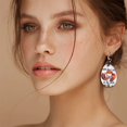 thumbnail image 4 of Christmas Wooden Printed Drop Earrings for Unique Holiday Style, 4 of 5