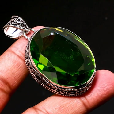 Peridot Oval Shape Vintage Style Gemstone Anniversary Gift Pendant Jewelry 2.20"
