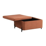 Studio Living Kingston Modern Large Storage Ottoman, Rust Velvet Fabric