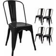 thumbnail image 2 of Devoko Metal Indoor-Outdoor Chairs Distressed Style Kitchen Dining Chairs Stackable Side Chair with Back Set of 4 (Red), 2 of 4