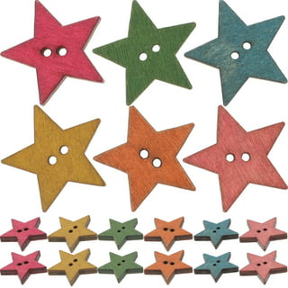 Bestonzon 100pcs 2 Holes Wooden Stars Buttons Five-pointed Star Shaped Buttons for Clothing Sewing Crafting Scrapbook Craft