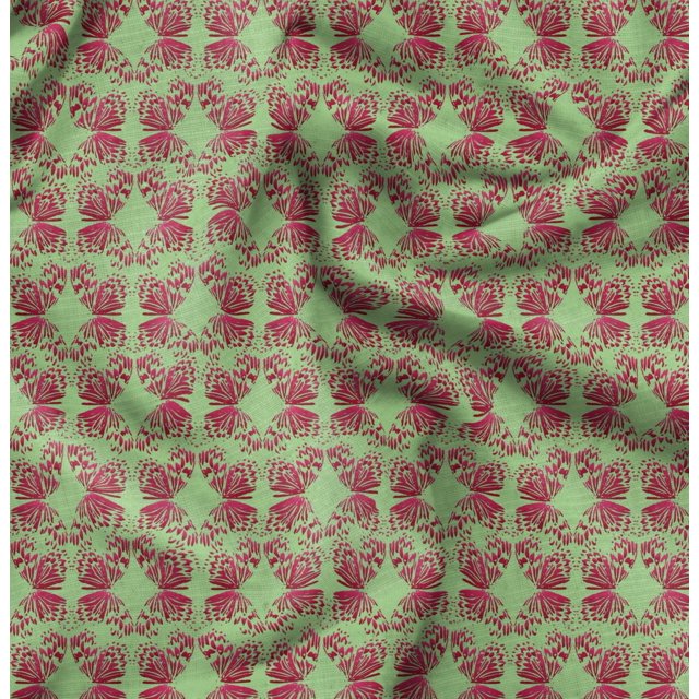 Soimoi Green Moss Georgette Fabric Butterflies Butterfly Printed Fabric 1 Yard 42 Inch Wide