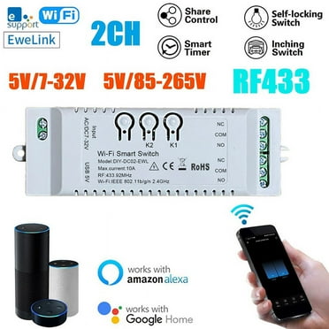 2CH WiFi Smart Switch DIY 7-32V 2.4G WiFi RF433 BT Home Automation Module for Alexa Home IFTT