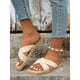 thumbnail image 3 of Vacation Slides For Women, Cross Strap Fabric Slippers, 3 of 5